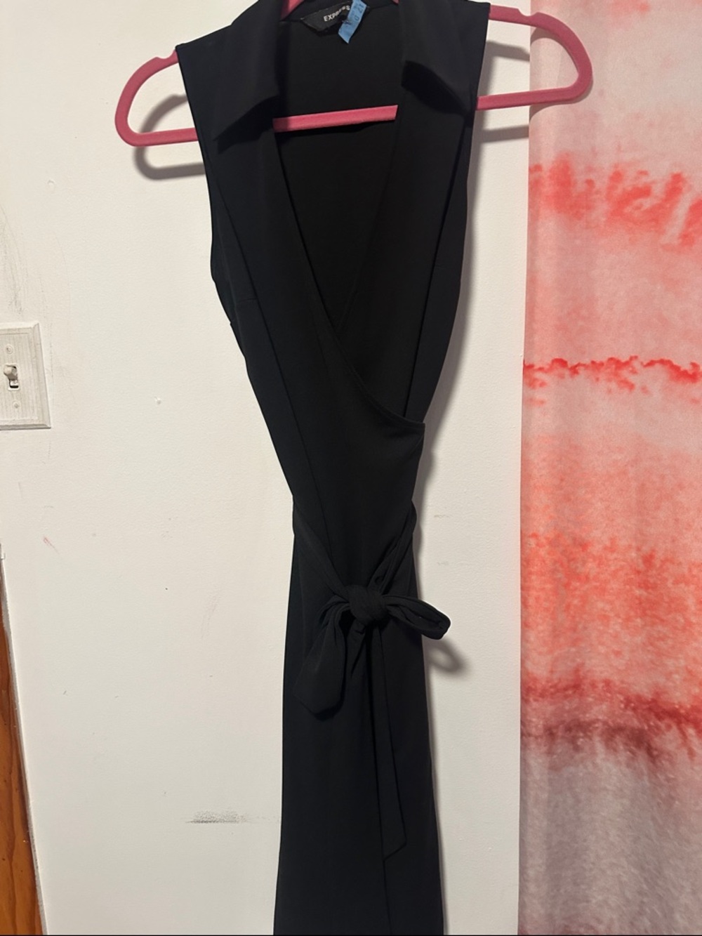 Sleeveless Black Wrap dress with Waist Tie